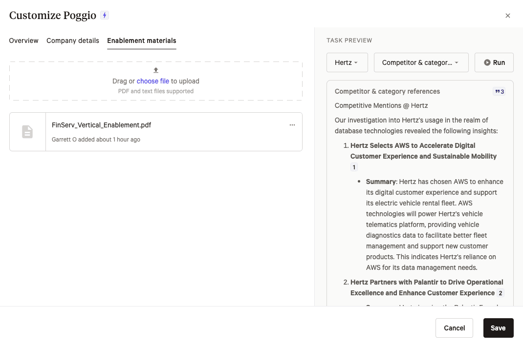Enablement materials tailoring